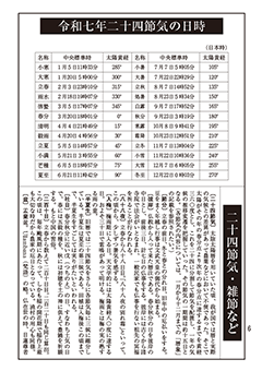令和七年二十四節気の日時
